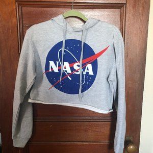 Gray cropped NASA hoodie